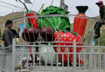 幾何果籃雕塑 庭院仿真雕塑 彩繪擺件