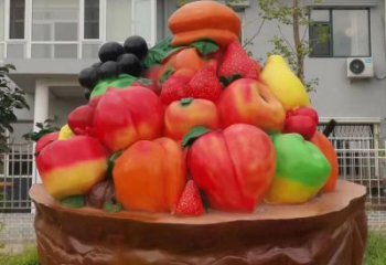 園林果籃雕塑 田間彩繪雕塑 仿真擺件