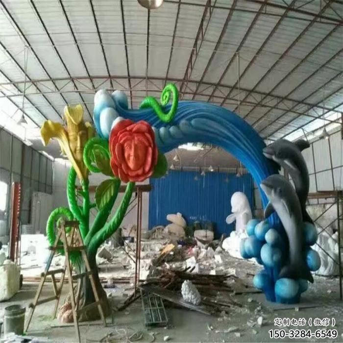 城市不銹鋼海豚雕塑廠家 風景區彩繪雕塑 抽象擺件