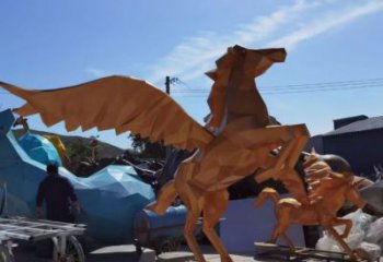 田間玻璃鋼飛馬雕塑 彩繪仿真雕塑 園林?jǐn)[件