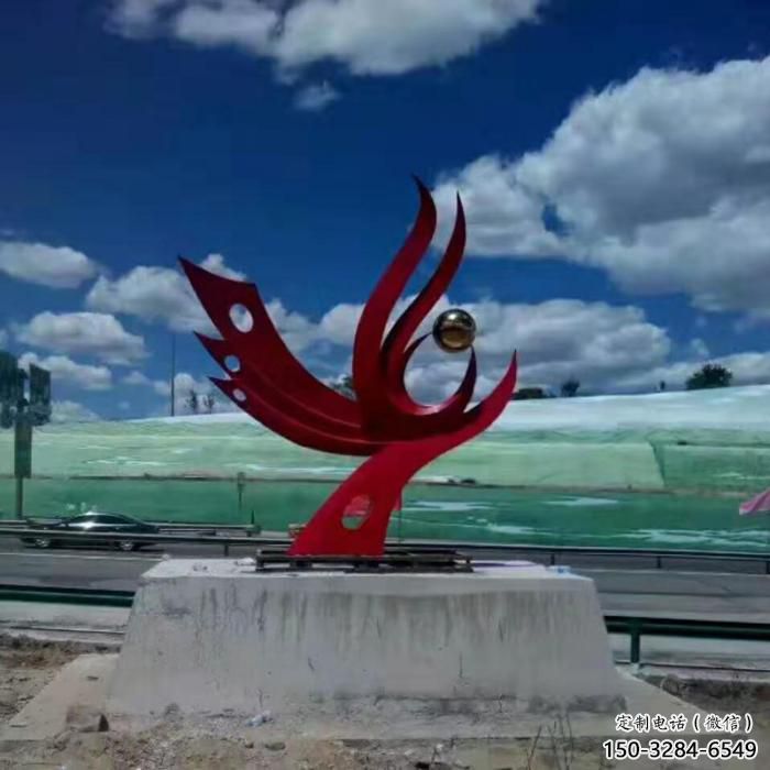 城市不銹鋼鳳凰雕塑廠家 風(fēng)景區(qū)彩繪雕塑 抽象擺件