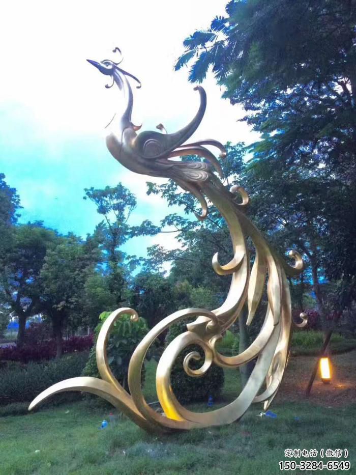 古銅色鳳凰銅雕塑廠家 大型城市雕塑 商業街擺件