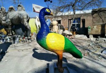 田間玻璃鋼孔雀雕塑 彩繪仿真雕塑 園林?jǐn)[件