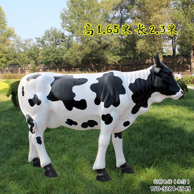 彩繪玻璃鋼奶牛雕塑 仿真動物雕塑 步行街擺件
