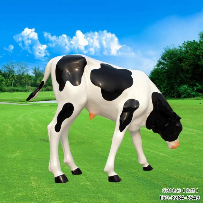 商場玻璃鋼奶牛雕塑 仿真動物雕塑 店門口小品