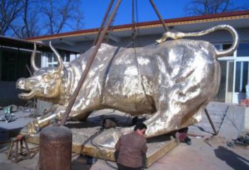 田間開荒牛銅雕塑 彩繪仿真雕塑 園林?jǐn)[件