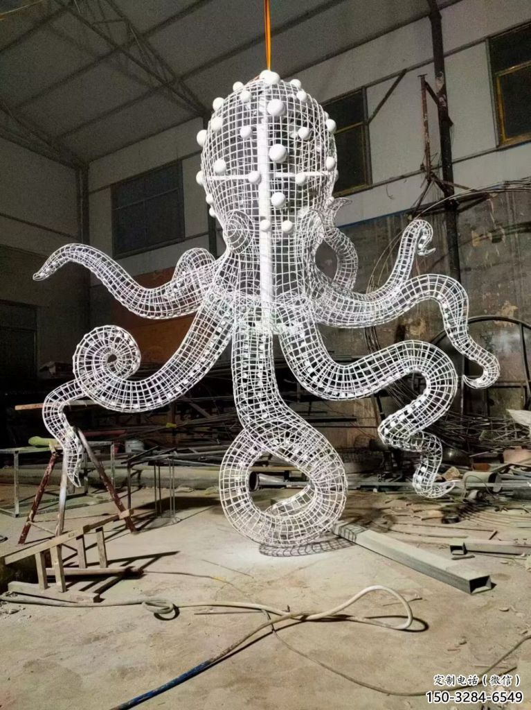 城市鏤空章魚雕塑 風景區彩繪雕塑 抽象擺件