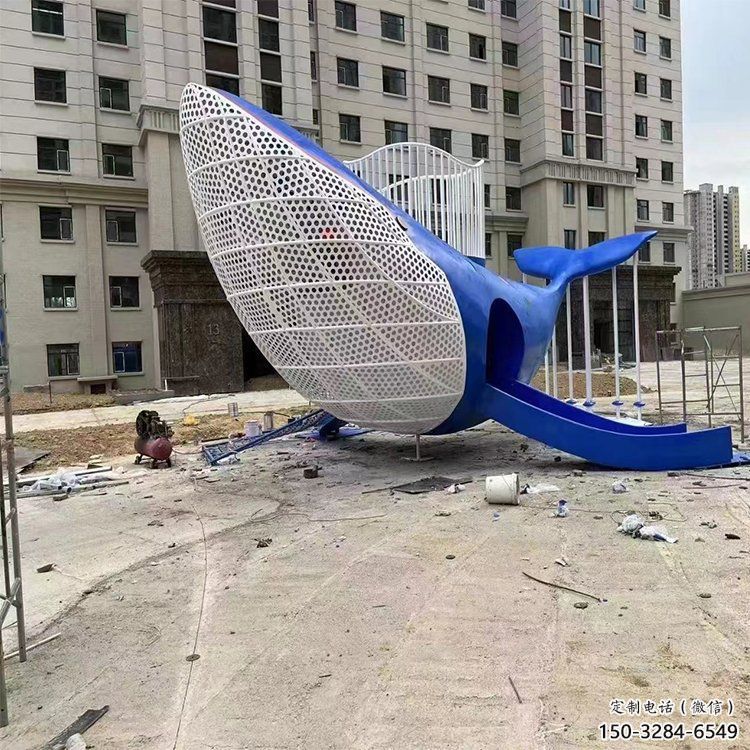 鯨魚雕塑廠家，烤漆彩繪工藝，公園廣場景觀擺件 (4)