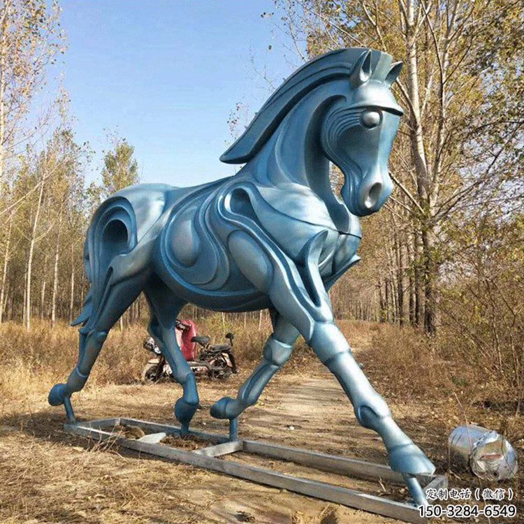 抽象不銹鋼駿馬雕塑 店門(mén)口彩繪雕塑 步行街?jǐn)[件