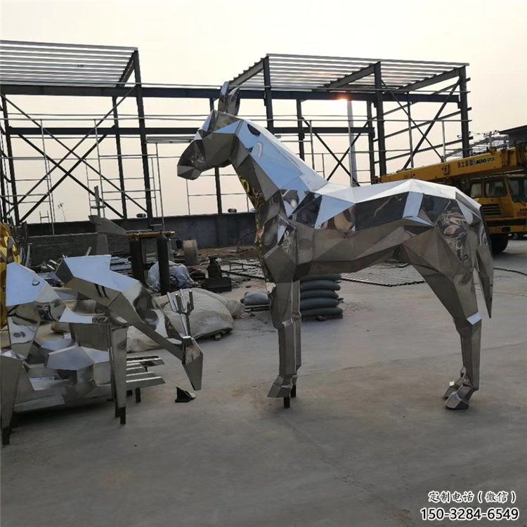 園林不銹鋼駿馬雕塑 城市廣場雕塑 步行街擺件