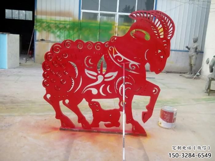 不銹鋼水牛雕塑，田間景觀小品，抽象幾何原理 (13)