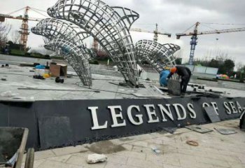 鏤空鯨魚雕塑，不銹鋼鯨魚雕塑，公園景觀小品 (1)