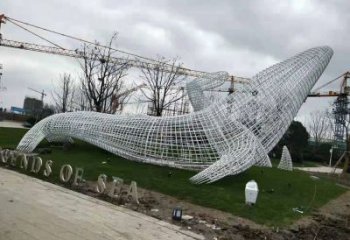 鏤空鯨魚雕塑，不銹鋼鯨魚雕塑，公園景觀小品 (2)