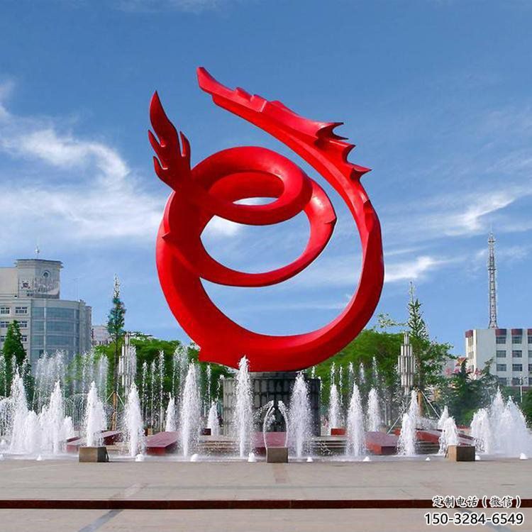 不銹鋼龍形雕塑，大型動物景觀，烤漆工藝制作 (4)