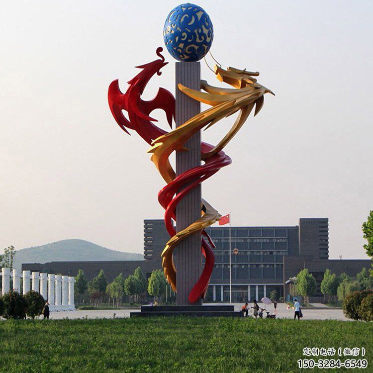 不銹鋼龍形雕塑，大型動物景觀，烤漆工藝制作 (5)