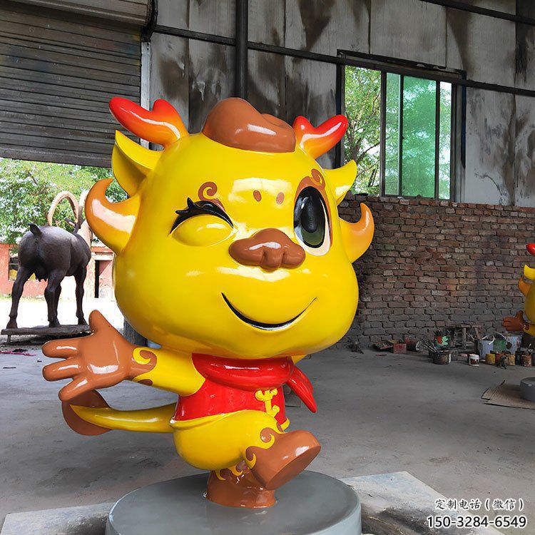 卡通龍形雕塑，抽象彩繪工藝，動(dòng)漫動(dòng)物擺件 (2)