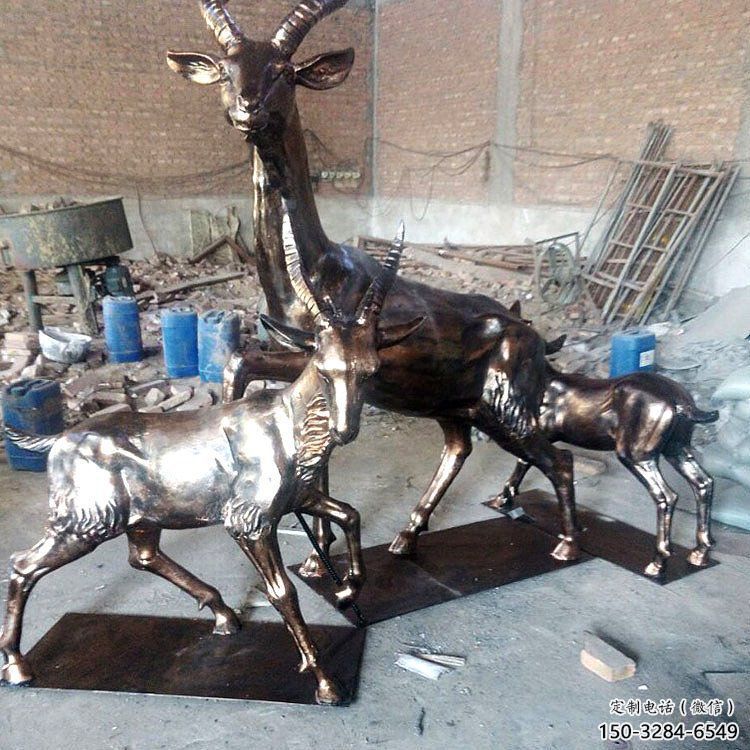 不銹鋼山羊雕塑生產工廠，仿真動物，戶外公園擺件