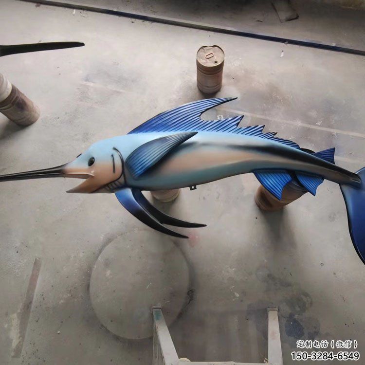 公園劍魚(yú)雕塑，戶(hù)外街頭雕塑，海洋生物雕塑