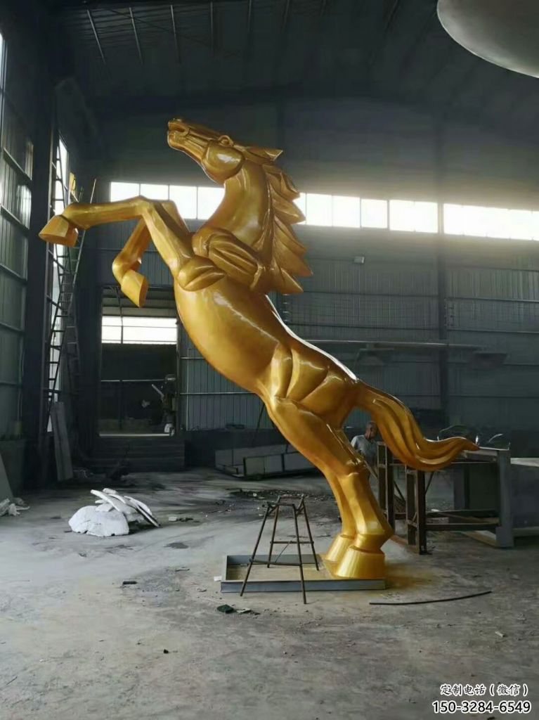 大型奔馬雕塑，城市街頭擺件，不銹鋼動物小品