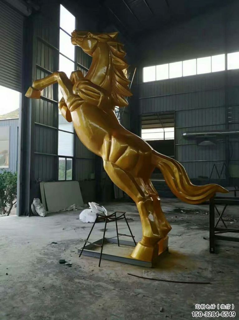 烤漆奔馬雕塑，城市街頭擺件，不銹鋼動物小品