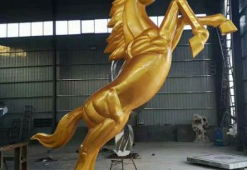 烤漆仿真奔馬雕塑，城市街頭擺件，不銹鋼動(dòng)物小品