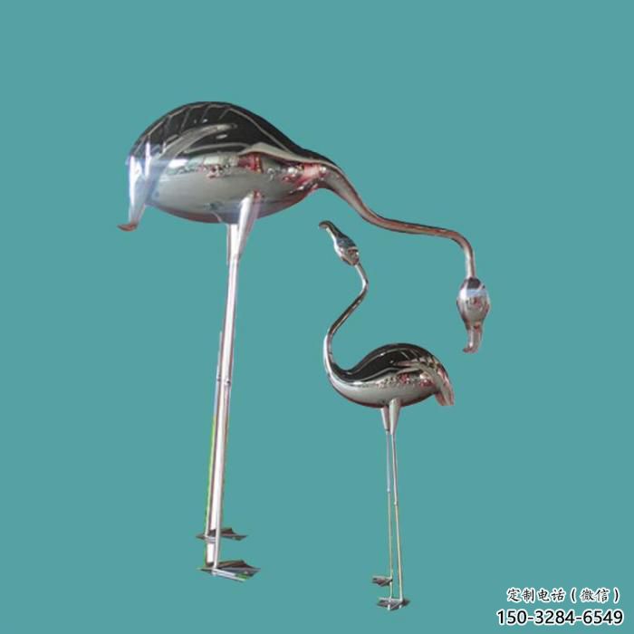 抽象鏡面丹頂鶴雕塑 店門口彩繪雕塑 步行街?jǐn)[件