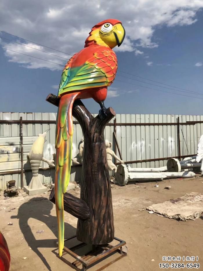 仿真玻璃鋼鸚鵡雕塑 店門口園林雕塑 飛鳥小品