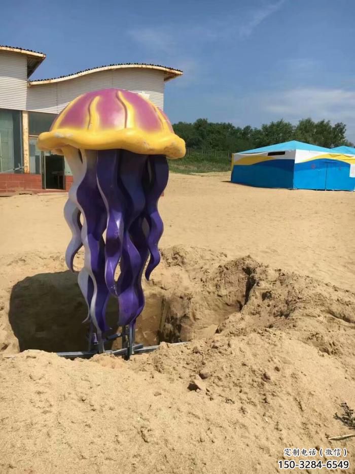 商場(chǎng)玻璃鋼水母雕塑 仿真海洋生物雕塑 店門口小品