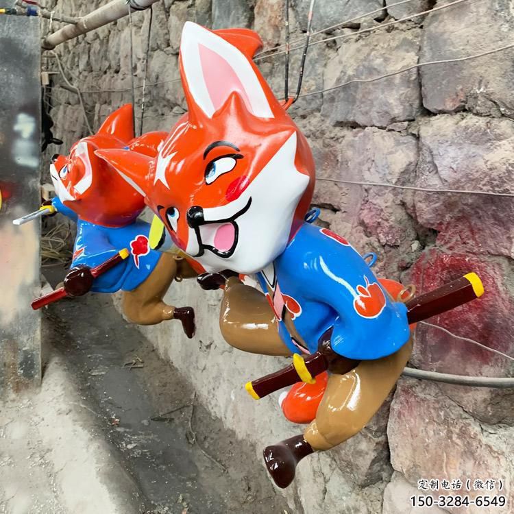 門口狐貍雕塑廠家 售樓處仿真雕塑 彩繪小品