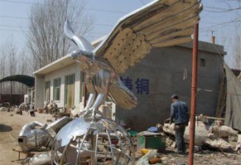 大型不銹鋼老鷹雕塑 商業(yè)街廣場(chǎng)雕塑 古銅色擺件