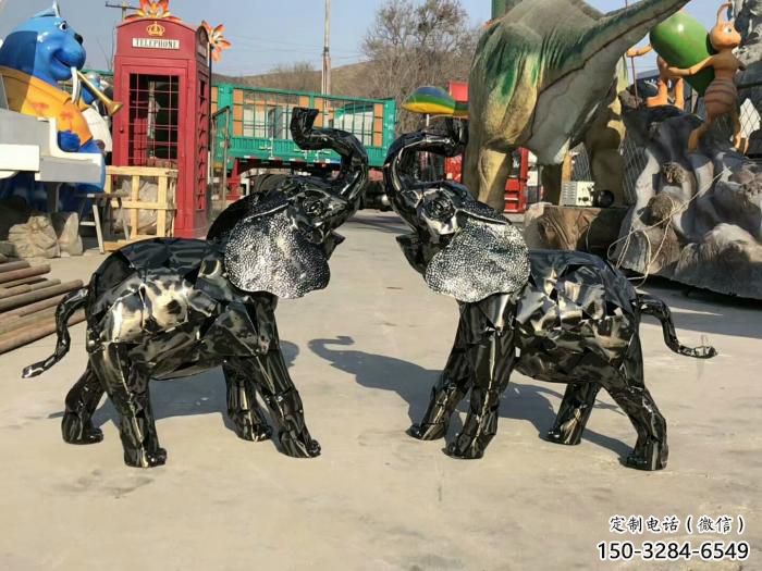 室內(nèi)小象雕塑，景觀題材，鍍銅工藝