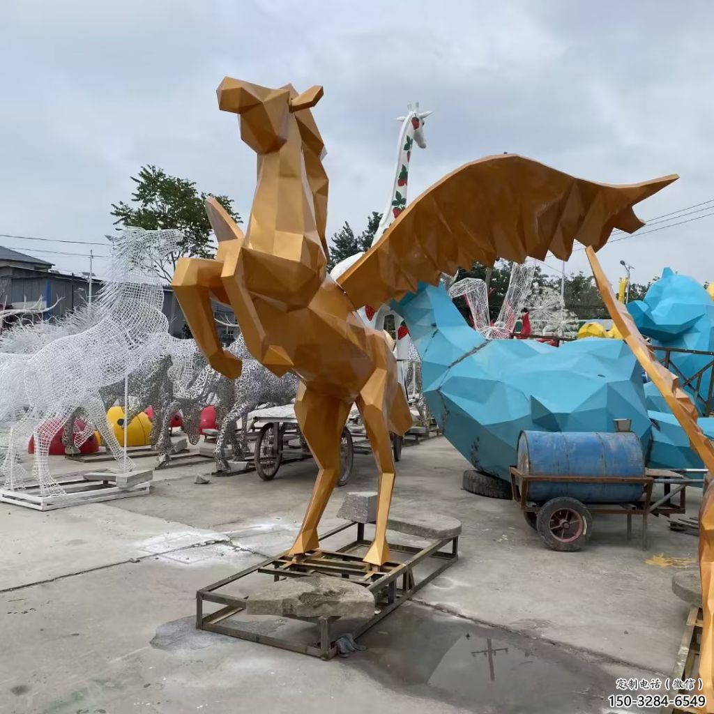 幼兒園天馬雕塑，動物主題，仿古工藝