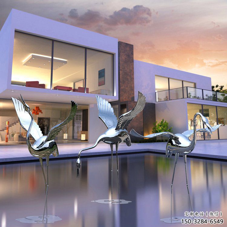 田間白鶴雕塑 彩繪仿真雕塑 園林?jǐn)[件