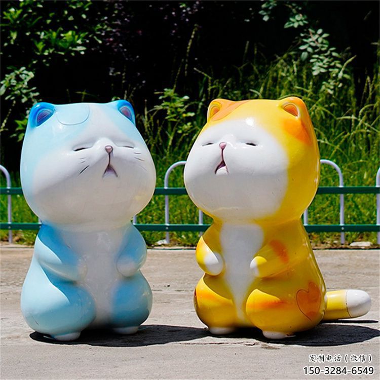 農村貓咪雕塑，鏤空海洋雕塑，抽象效果