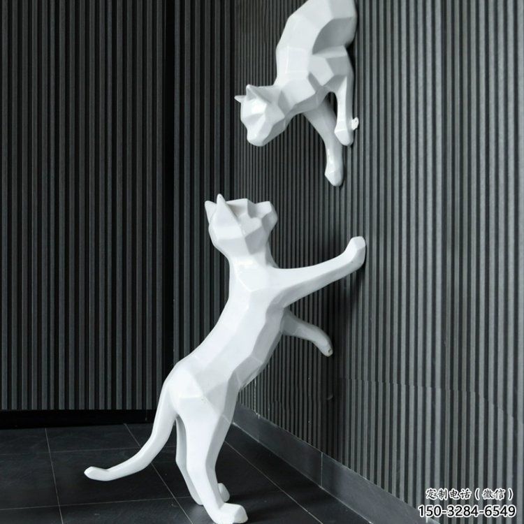 售樓部貓咪雕塑，噴砂發(fā)光雕塑，彩繪題材