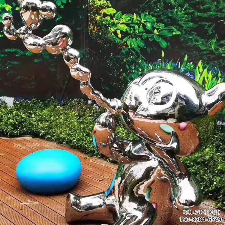 園林貓咪雕塑，噴漆運(yùn)動(dòng)雕塑，網(wǎng)格形式