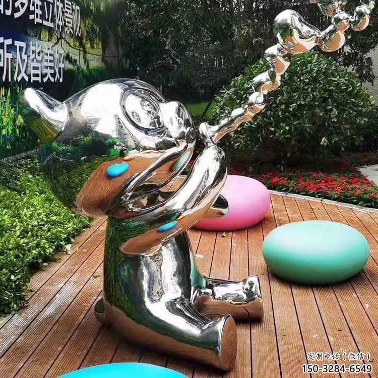 校園貓咪雕塑，拉絲海洋雕塑，卡通主題