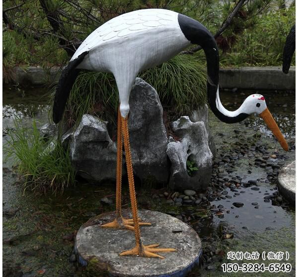 小區(qū)白鷺雕塑，拉絲海洋雕塑，抽象效果