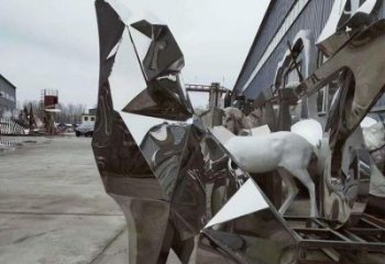 步行街哈巴狗雕塑，鑄銅農耕雕塑，鏤空方式