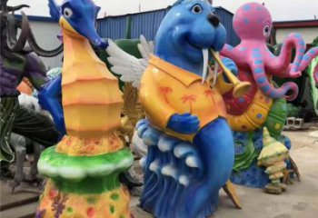 室內河馬雕塑，拉絲海洋雕塑，抽象效果