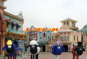 城市小羊雕塑，網(wǎng)格體育雕塑，古銅效果