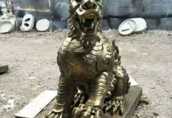 景區麒麟雕塑，鍍金歐式雕塑，鐵藝材質