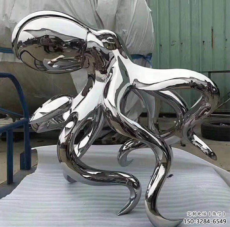 冷飲店烏賊雕塑，鍍銅海洋雕塑，鏡面工藝