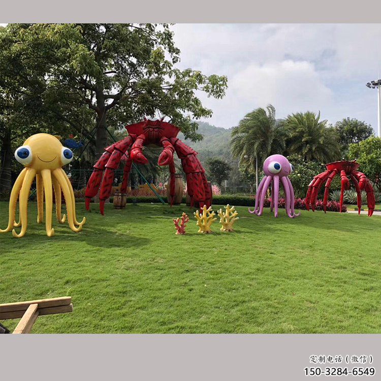 室內(nèi)烏賊雕塑，拉絲海洋雕塑，抽象效果