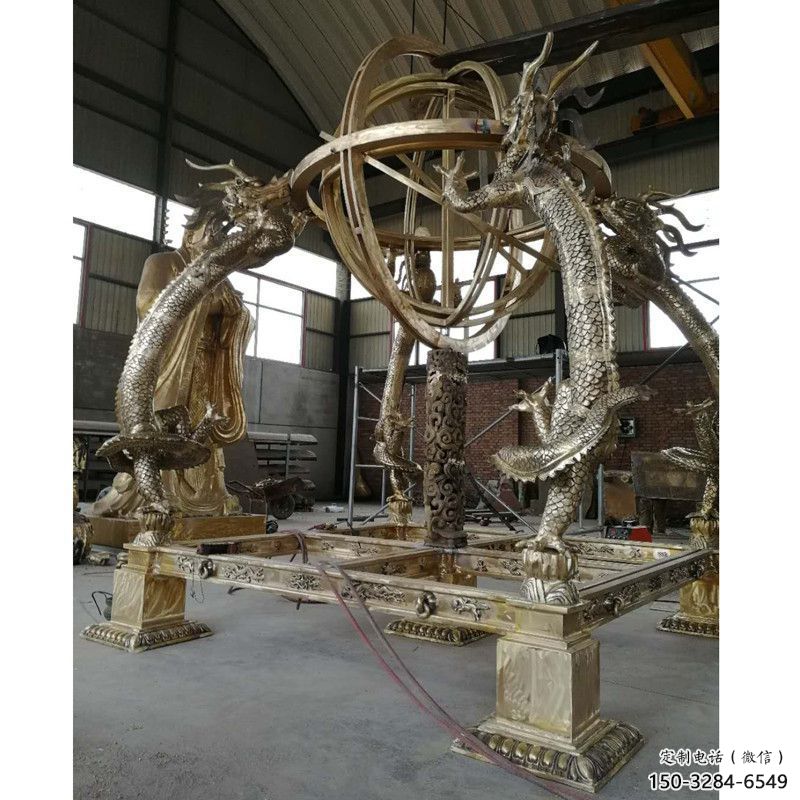 公園渾天儀雕塑，噴砂發(fā)光雕塑，鍛造工藝