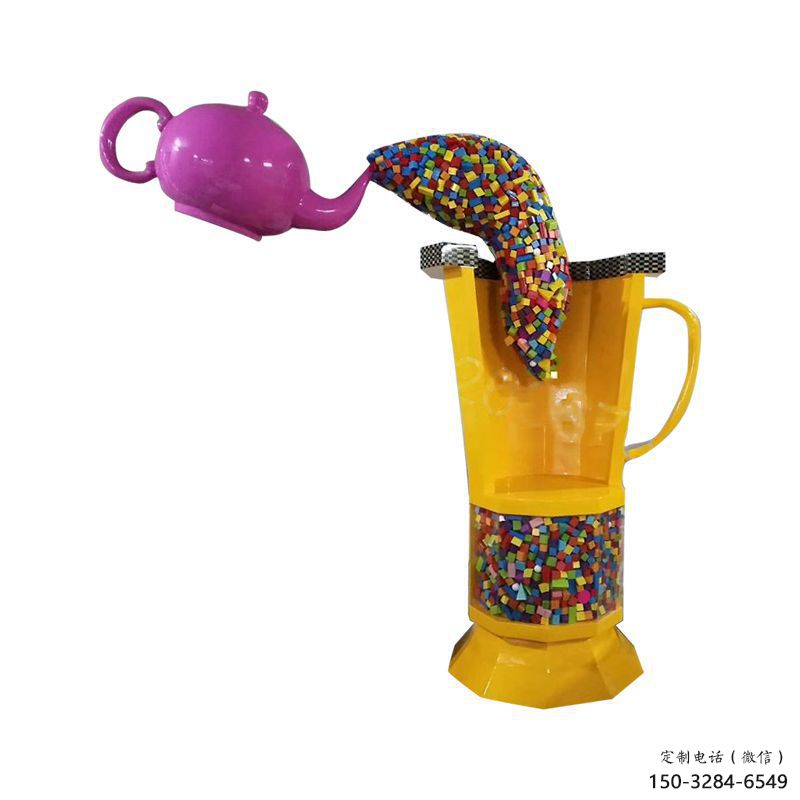 售樓部茶壺雕塑，噴砂發光雕塑，烤漆題材