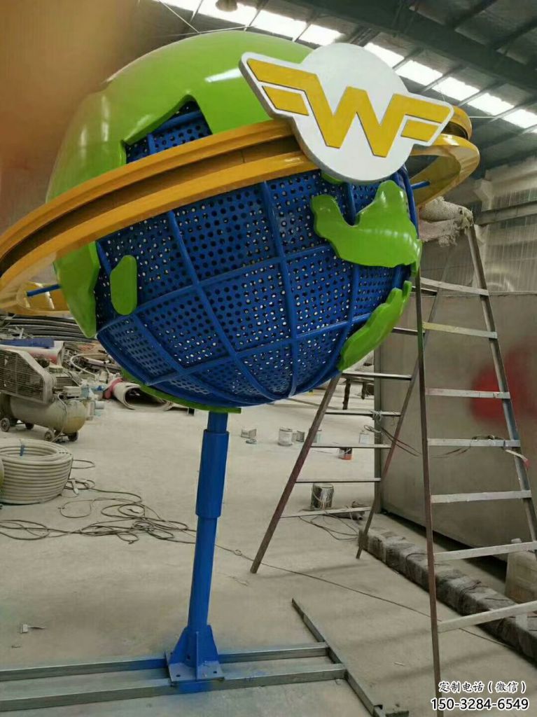 農村地球儀雕塑，鏤空景觀雕塑，抽象效果