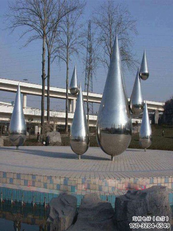 廣場水滴雕塑，抽象水景雕塑，抽象效果