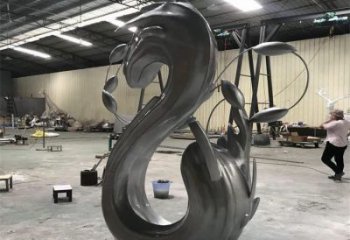 城市海浪雕塑，網格體育雕塑，古銅效果