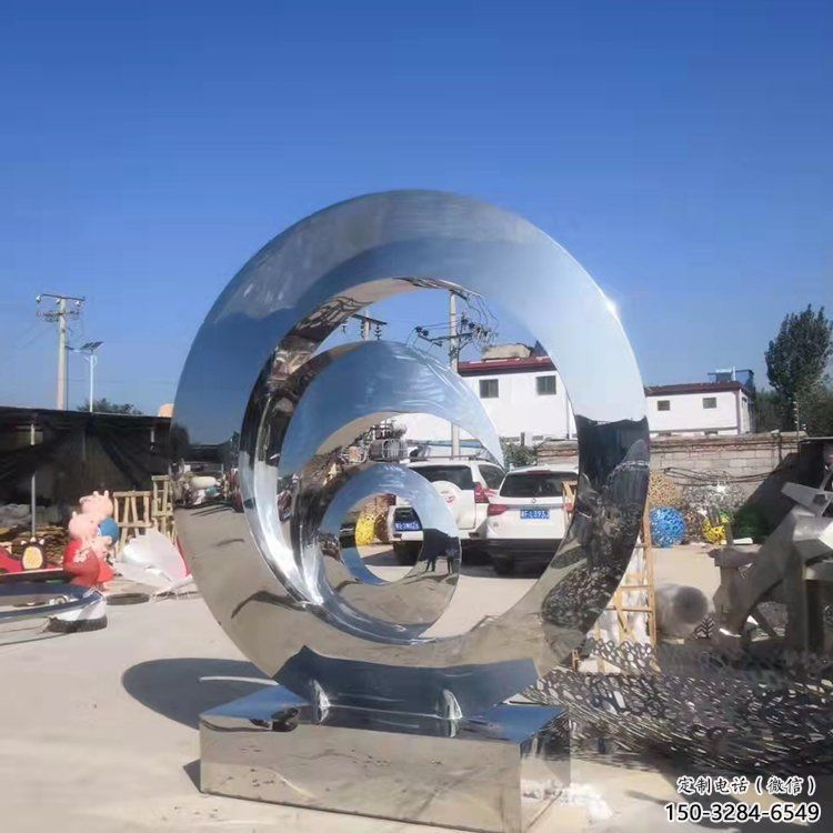 景區圓環雕塑，鏡面歐式雕塑，鐵藝材質